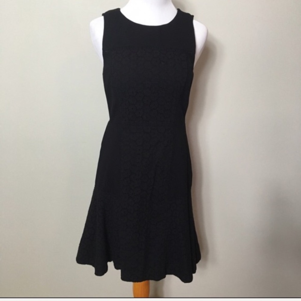 J. Crew crochet lace knit Ponte black dress